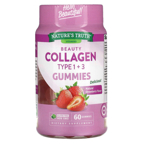 Nature's Truth, Beauty Collagen Gummies, Types 1 + 3, Natural Strawberry, 60 Gummies - Supply Center USA