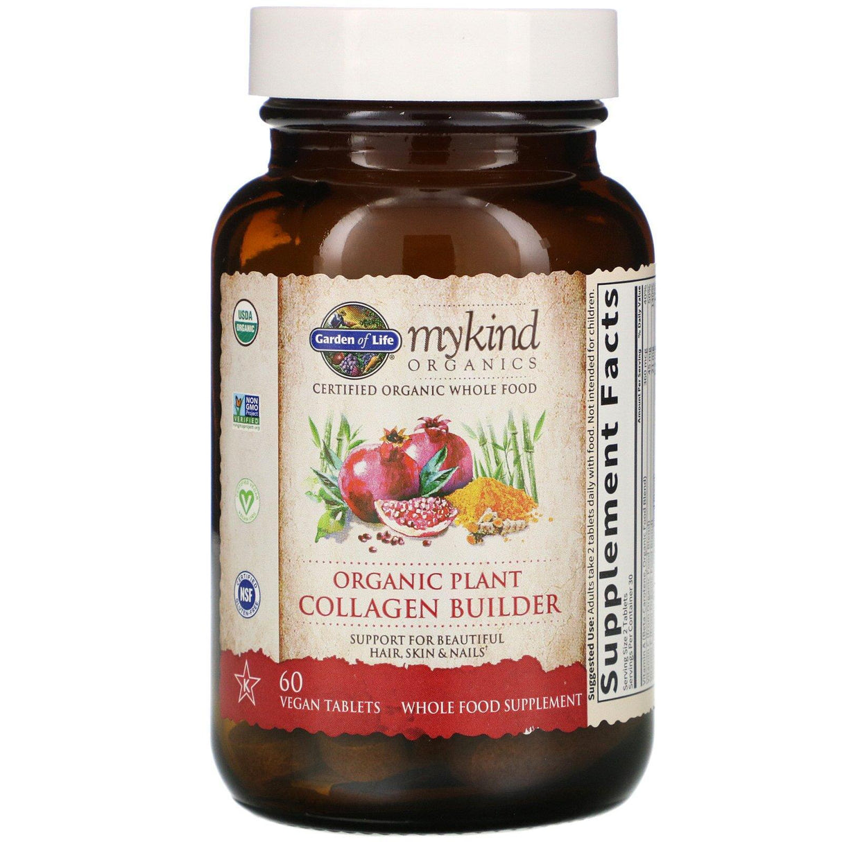 Garden of Life, MyKind Organics, Organic Plant Collagen Builder, 60 Vegan Tablets - Supply Center USA