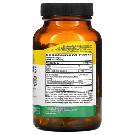 Country Life, Ultra Omegas DHA/EPA, 120 Softgels - Supply Center USA