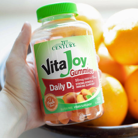 21st Century, VitaJoy Gummies, Daily D3, Peach, 25 mcg (1,000 IU), 120 Gummies - Supply Center USA