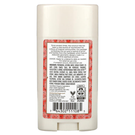 Nubian Heritage, 24 Hour Deodorant, Coconut & Papaya, 2.25 oz (64 g) - Supply Center USA