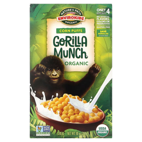 Nature's Path, EnviroKidz, Organic Corn Puffs Gorilla Munch Cereal, 10 oz (284 g) - Supply Center USA