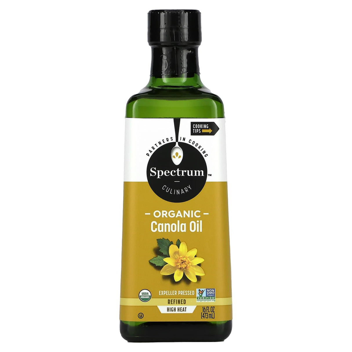 Spectrum Culinary, Organic Canola Oil, Expeller Pressed, Refined, 16 fl oz (473 ml) - Supply Center USA