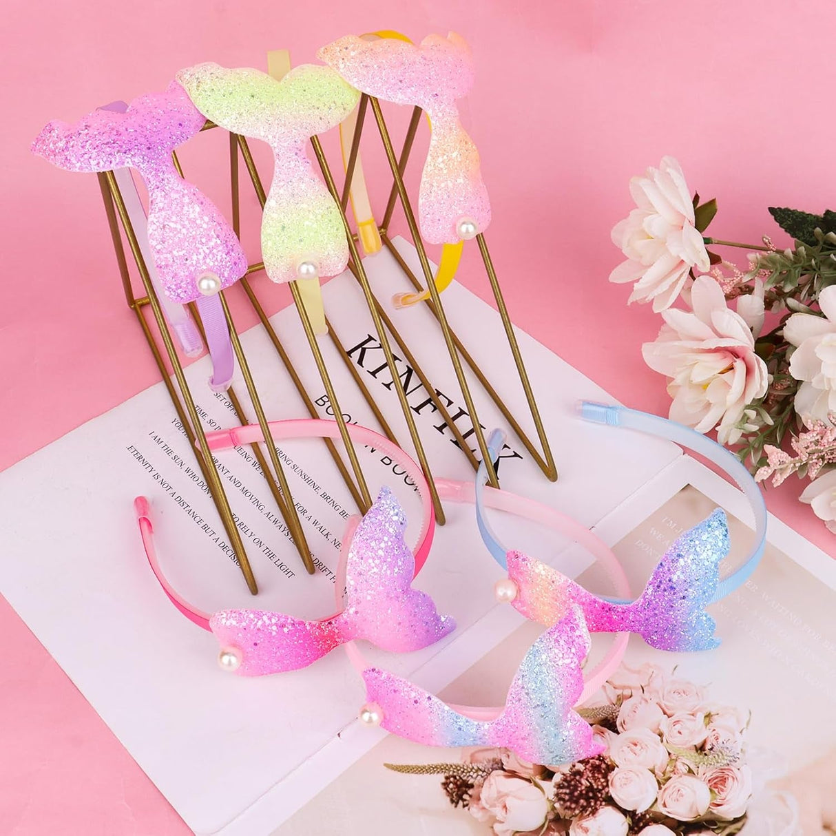 Casoty 6 Pcs Mermaid Headbands, Mermaid Hair Bands, No Slip Headbands for Women Girls, Adjustable Cute Head Bands, Mermaid Hair Accessories for Daily Wear Birthday Party Gifts