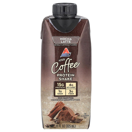 Atkins, Iced Coffee Protein Shake, Mocha Latte, 4 Shakes, 11 fl oz (325 ml) Each - Supply Center USA