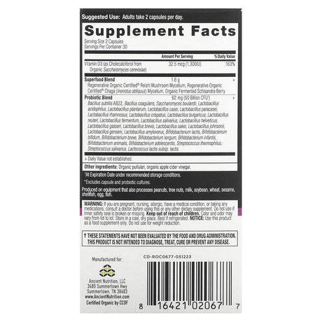 Dr. Axe / Ancient Nutrition, Women's Extra Strength Probiotics, 25 Billion CFU, 60 Capsules - Supply Center USA