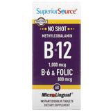 Superior Source, Methylcobalamin B-12, B-6 & Folic, 60 MicroLingual Instant Dissolve Tablets - Supply Center USA