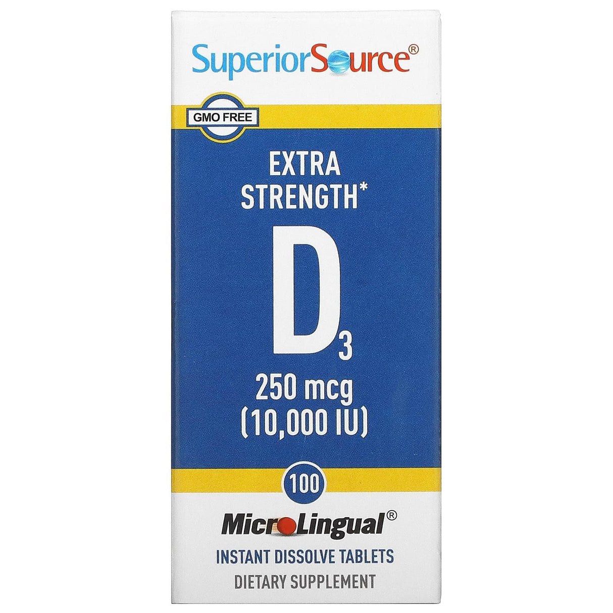 Superior Source, Extra Strength D3, 250 mcg (10,000 IU), 100 MicroLingual Instant Dissolve Tablets - Supply Center USA