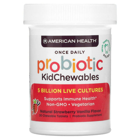 American Health, Probiotic Kid Chewables, Natural Strawberry Vanilla, 5 Billion Live Cultures, 30 Chewable Tablets - Supply Center USA