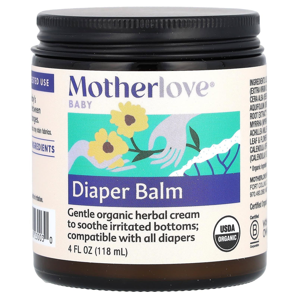 Motherlove, Baby, Diaper Balm, 4 fl oz (118 ml) - Supply Center USA