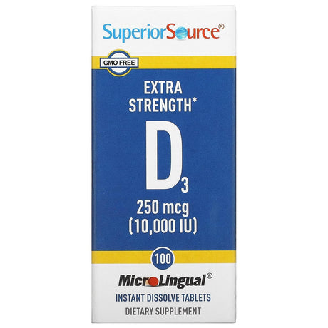 Superior Source, Extra Strength D3, 25 mcg (1,000 IU), 100 MicroLingual Instant Dissolve Tablets - Supply Center USA