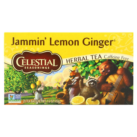 Celestial Seasonings, Herbal Tea, Jammin' Lemon Ginger, Caffeine Free , 20 Tea Bags, 1.6 oz (45 g) - Supply Center USA