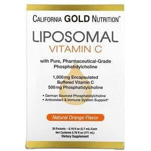 California Gold Nutrition, Liposomal Vitamin C, Natural Orange Flavor, 1000 mg, 30 Packets, 0.2 oz (5.7 ml) Each - Supply Center USA