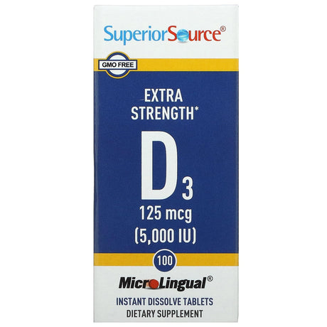 Superior Source, Extra Strength D3, 25 mcg (1,000 IU), 100 MicroLingual Instant Dissolve Tablets - Supply Center USA