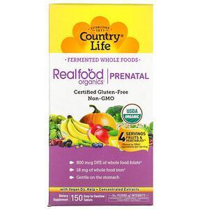 Country Life, Realfood Organics, Prenatal, 150 Easy-to-Swallow Tablets - Supply Center USA