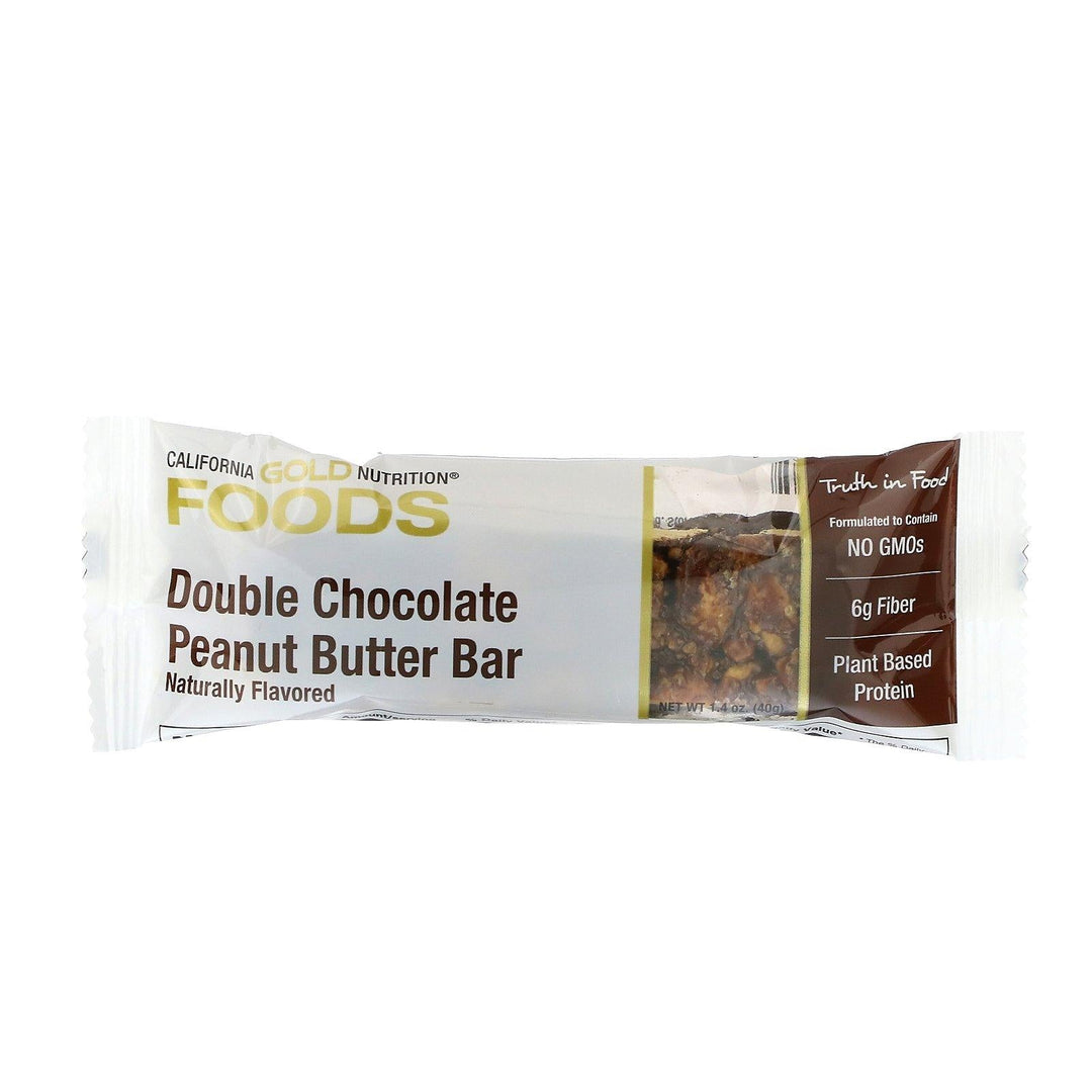 California Gold Nutrition, Foods, Double Chocolate Peanut Butter Flavor Bars, 12 Bars, 1.4 oz (40 g) Each - HealthCentralUSA