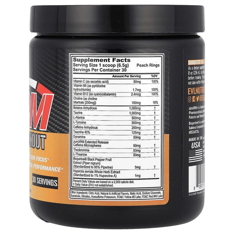 EVLution Nutrition, RPM, Pre-Workout, Peach Rings, 6.88 oz (195 g) - Supply Center USA