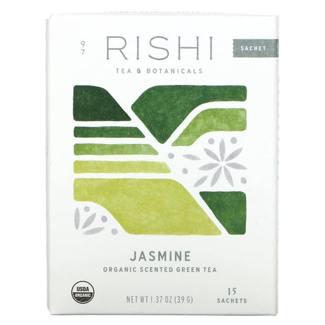 Rishi Tea, Organic Scented Green Tea, Jasmine, 15 Sachets, 1.37 oz (39 g) - Supply Center USA