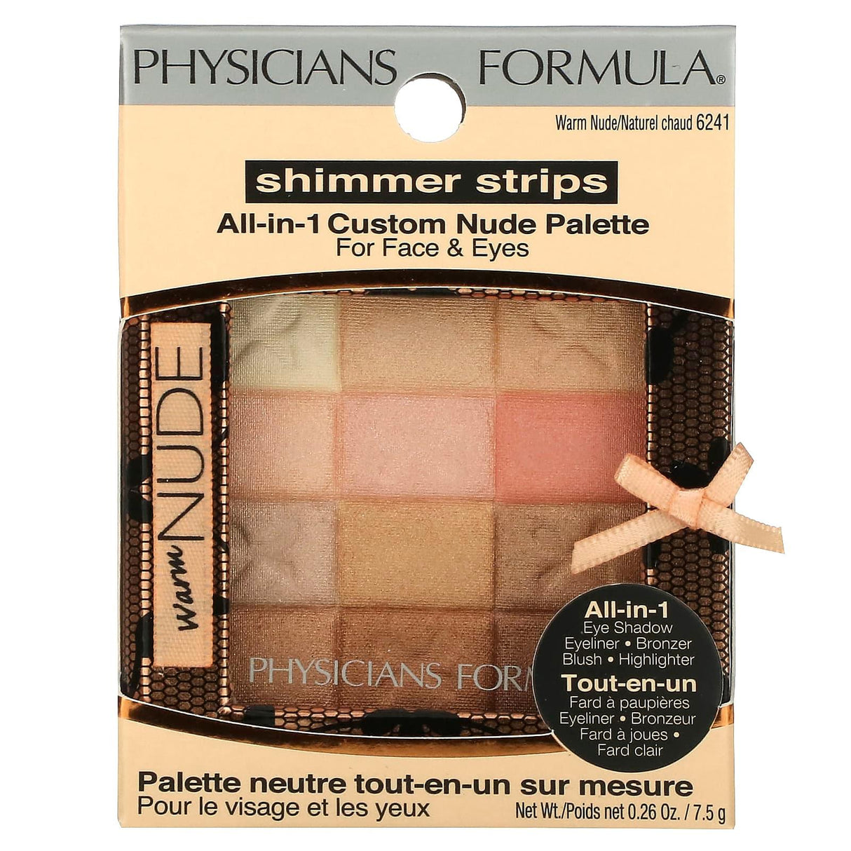 Physicians Formula, Shimmer Strips, All-in-1 Custom Nude Palette, Warm Nude, 0.26 oz (7.5 g) - Supply Center USA