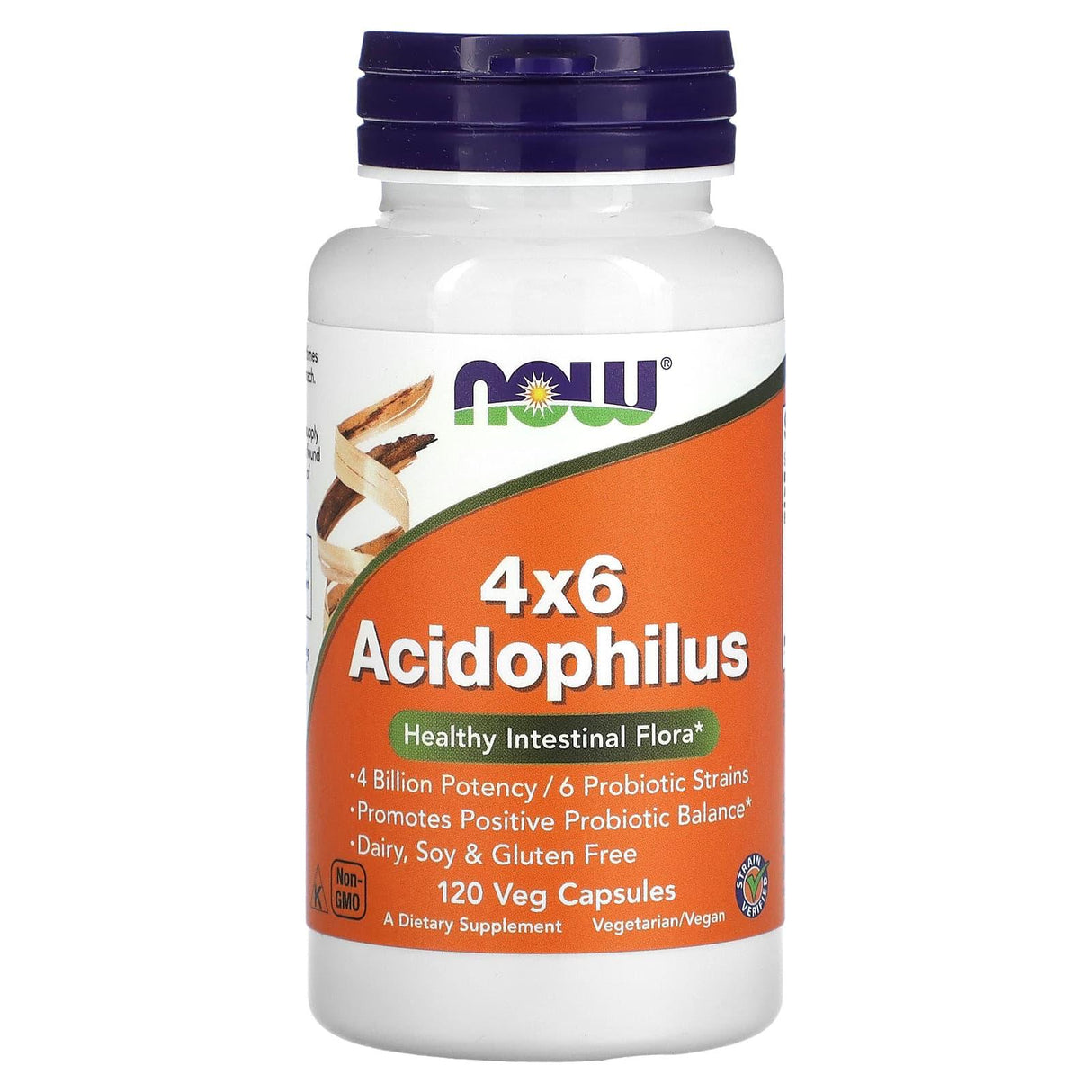 NOW Foods, 4x6 Acidophilus, 120 Veg Capsules - Supply Center USA