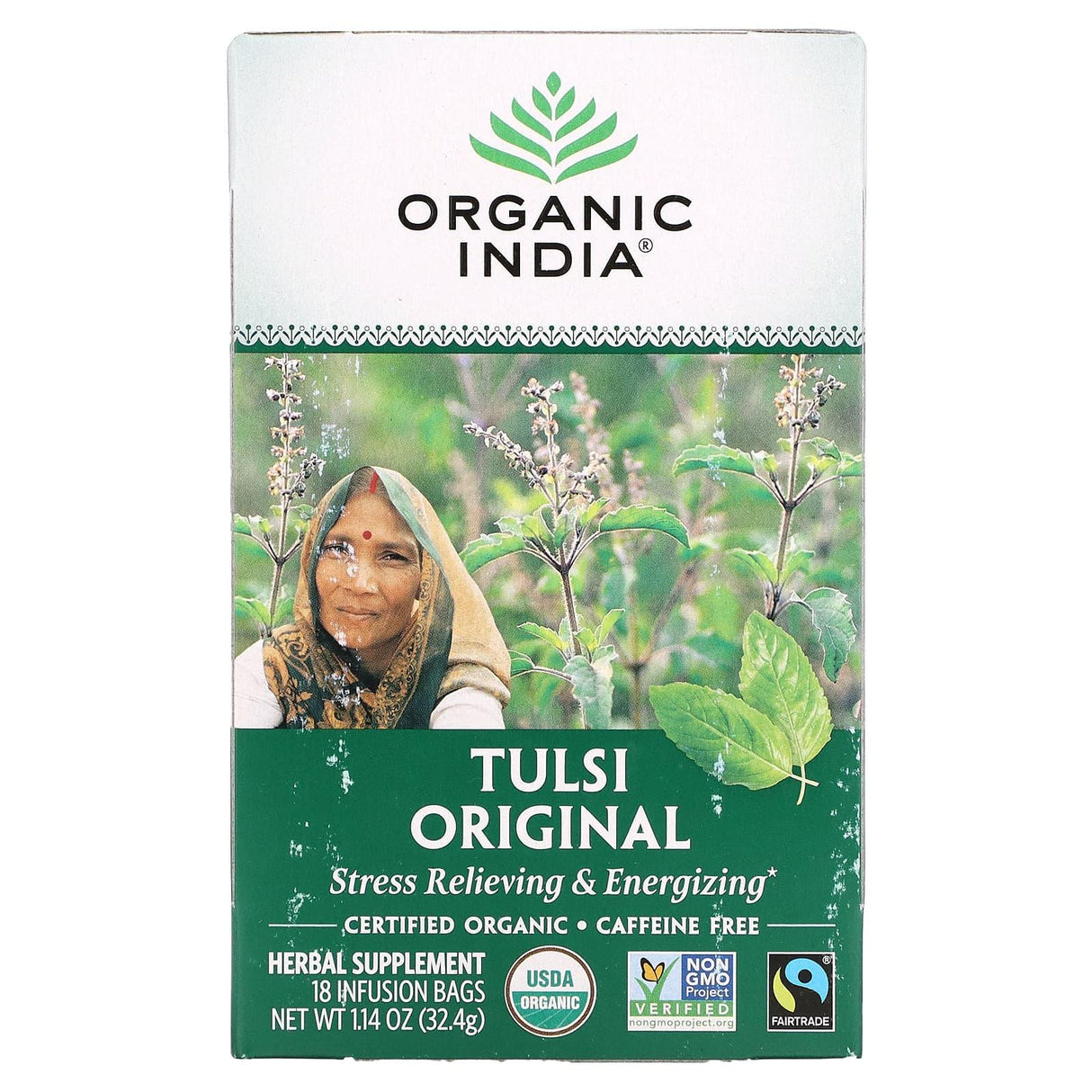 Organic India, Tulsi Tea, Turmeric Ginger, Caffeine-Free, 18 Infusion Bags, 1.2 oz (34.2 g) - Supply Center USA