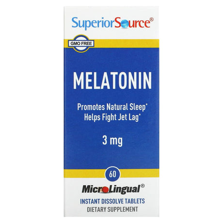 Superior Source, Melatonin, 3 mg, 60 MicroLingual Instant Dissolve Tablets - Supply Center USA