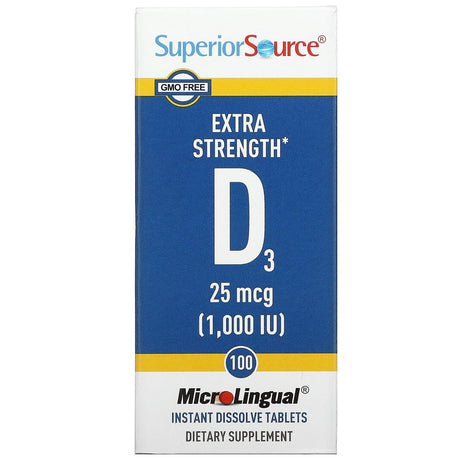 Superior Source, Extra Strength D3, 25 mcg (1,000 IU), 100 MicroLingual Instant Dissolve Tablets - Supply Center USA