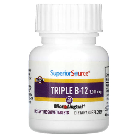 Superior Source, Triple B-12, 3,000 mcg, 60 MicroLingual Instant Dissolve Tablets - Supply Center USA