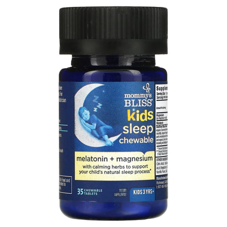 Mommy's Bliss, Kids Sleep Chewable, Melatonin + Magnesium, Kids 3 Yrs+, Natural Grape, 35 Chewable Tablets - Supply Center USA