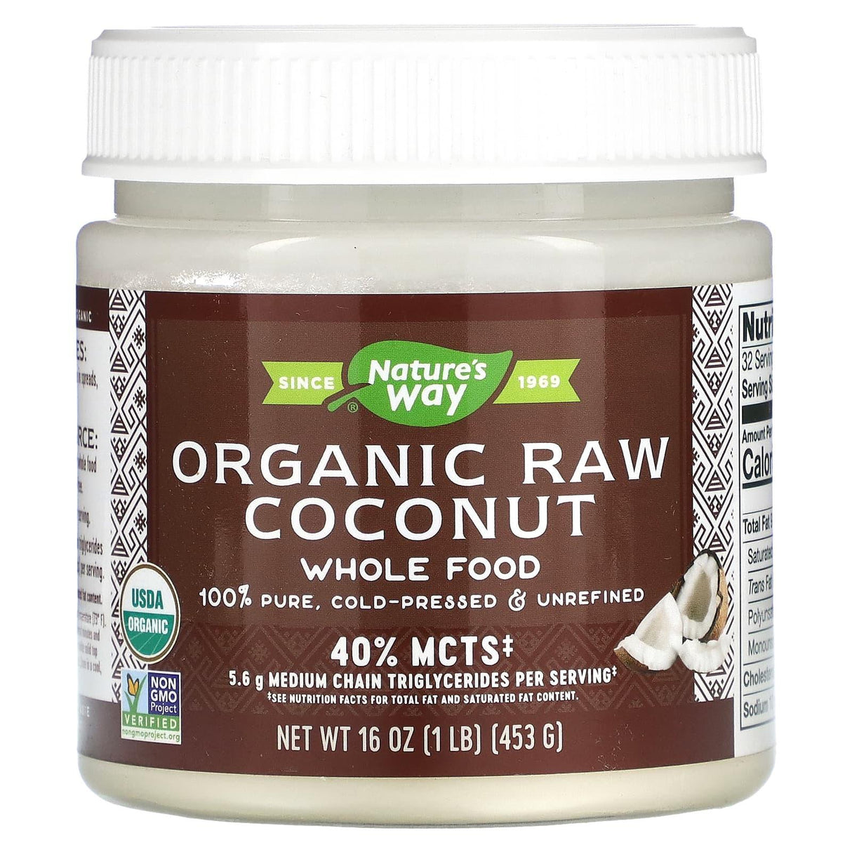 Nature's Way, Organic Raw Coconut, Whole Food, 16 oz (453 g) - Supply Center USA