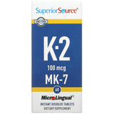 Superior Source, Vitamin K-2, 100 mcg, 60 Microlingual Instant Dissolve Tablets - Supply Center USA