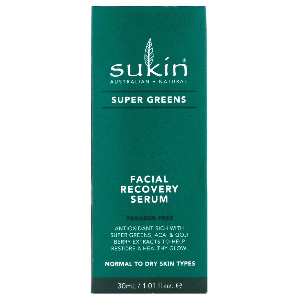 Sukin, Super Greens, Facial Recovery Serum, 1.01 fl oz (30 ml) - Supply Center USA