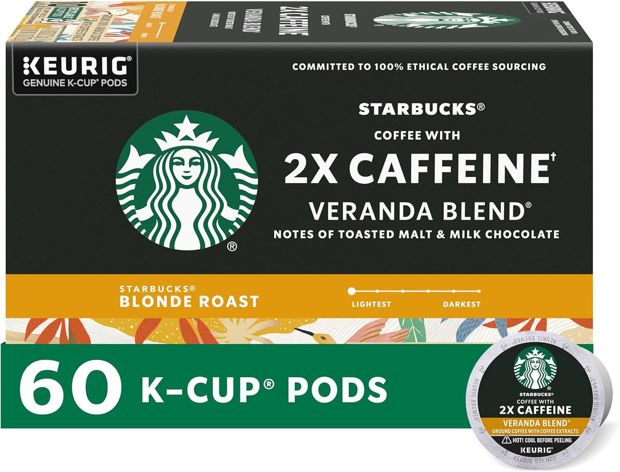 Starbucks K-Cup Coffee Pods, Starbucks Blonde Roast Coffee, Veranda Blend for Keurig Brewers, 100% Arabica, 6 Boxes (60 Pods Total)