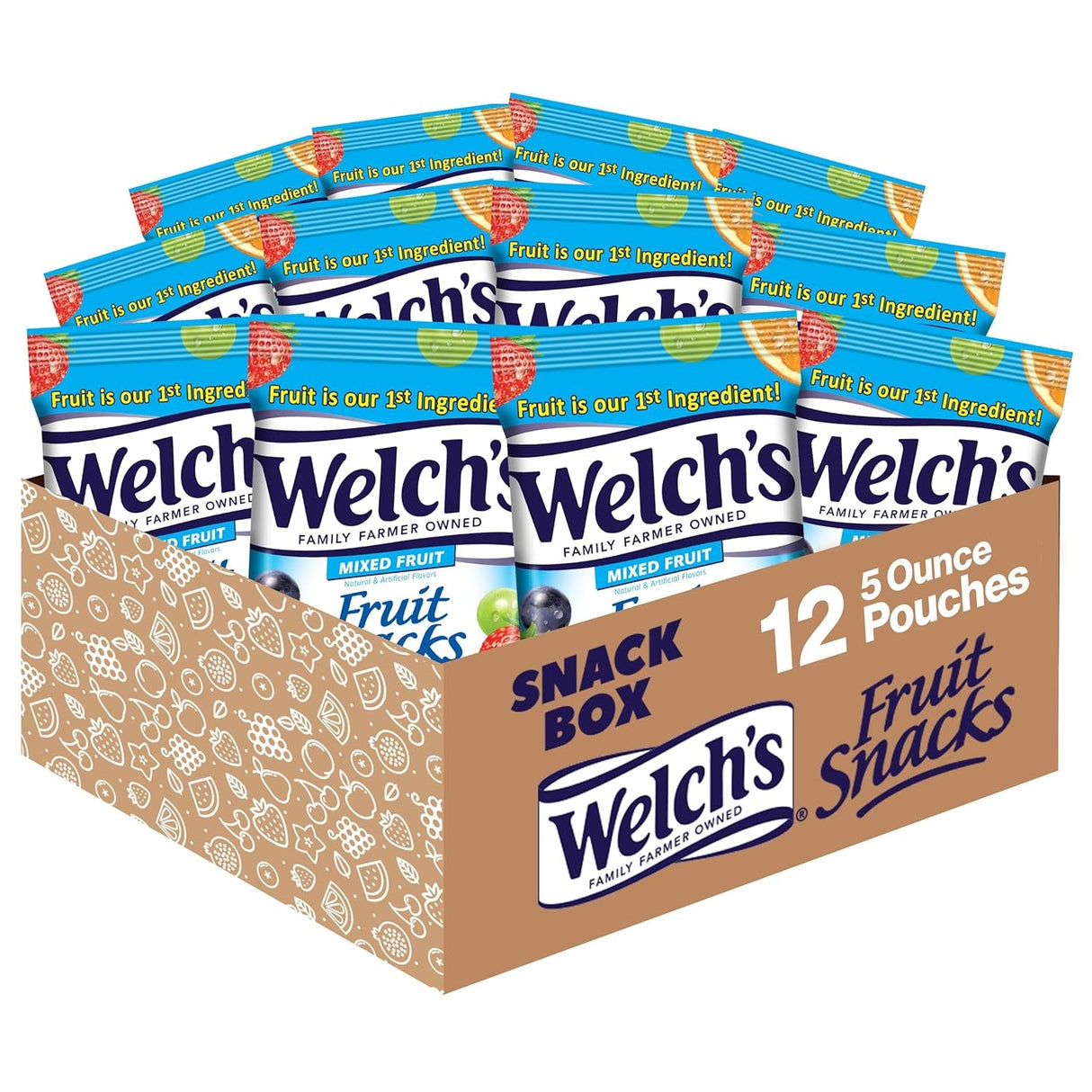 Welch’S Fruit Snacks, Mixed Fruit, Perfect Stocking Stuffer, Bulk Pack, Gluten Free, Individual Single Serve Bags, 0.8 Oz (Pack of 40)