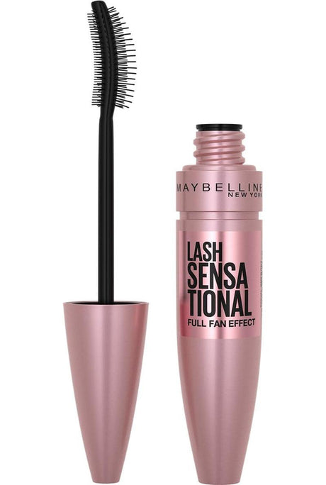 Maybelline Lash Sensational Washable Mascara, Lengthening and Volumizing for a Full Fan Effect, Blackest Black, 1 Count - Supply Center USA