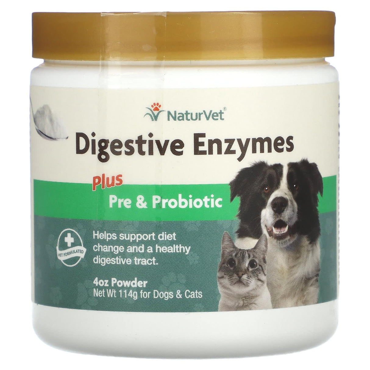 NaturVet, Digestive Enzymes Plus Pre & Probiotic Powder, For Dogs & Cats, 1 lb (454 g) - Supply Center USA