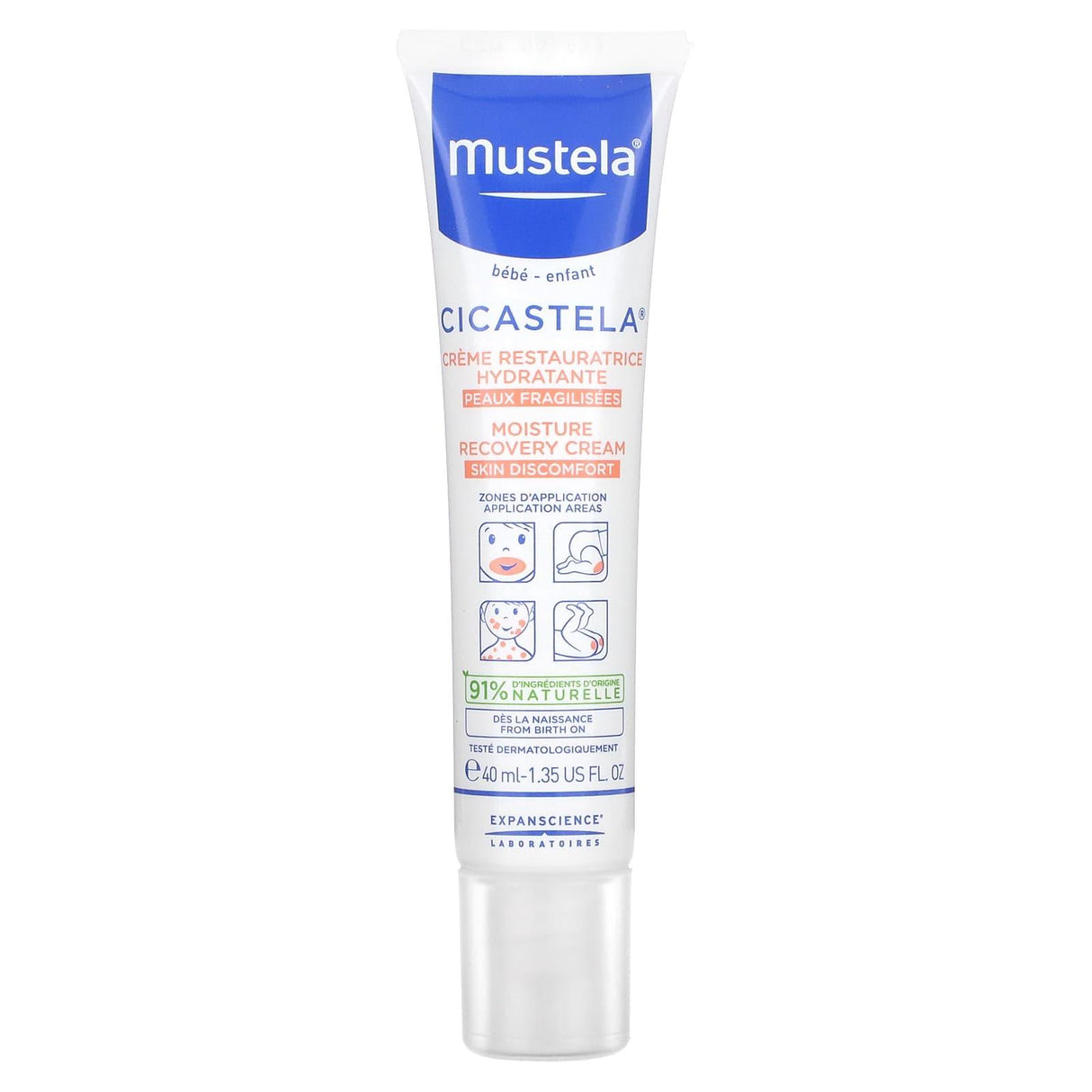 Mustela, Cicastela Moisture Recovery Cream, 1.35 fl oz (40 ml) - Supply Center USA