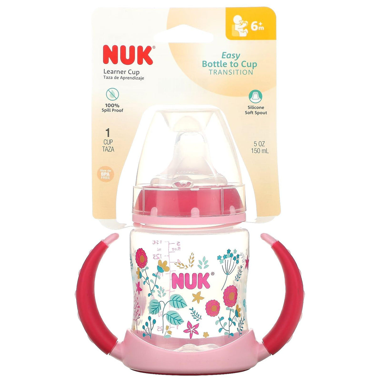 NUK, Learner Cup, 6+ Months, Pink, 5 oz (150 ml) - Supply Center USA