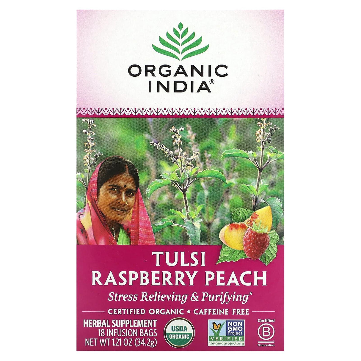 Organic India, Tulsi Tea, Turmeric Ginger, Caffeine-Free, 18 Infusion Bags, 1.2 oz (34.2 g) - Supply Center USA