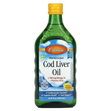 Carlson, Wild Norwegian Cod Liver Oil, 16.9 fl oz (500 ml) - Supply Center USA