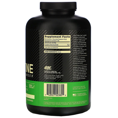 Optimum Nutrition, Micronized Creatine Powder, Unflavored, 1.32 lb (600 g) - Supply Center USA