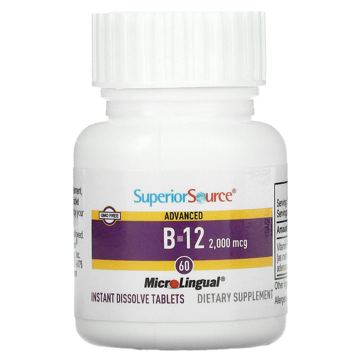 Superior Source, Advanced B-12, 2,000 mcg, 60 MicroLingual Instant Dissolve Tablets - Supply Center USA