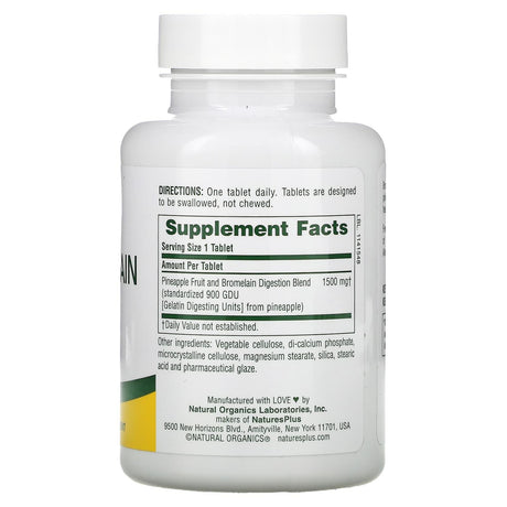 NaturesPlus, Ultra Bromelain, 1500 mg, 60 Tablets - Supply Center USA