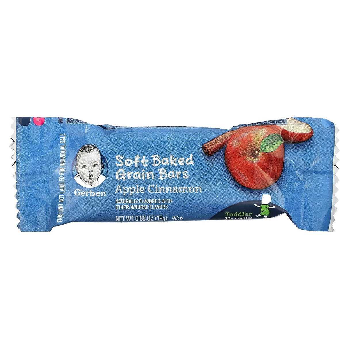 Gerber, Soft Baked Grain Bars, 12+ Months, Apple Cinnamon, 8 Individually Wrapped Bars, 0.68 oz (19 g) Each - Supply Center USA