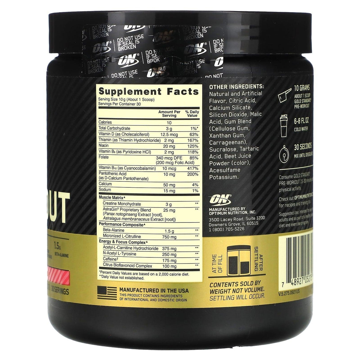 Optimum Nutrition, Gold Standard Pre-Workout, Fruit Punch, 10.58 oz (300 g) - Supply Center USA