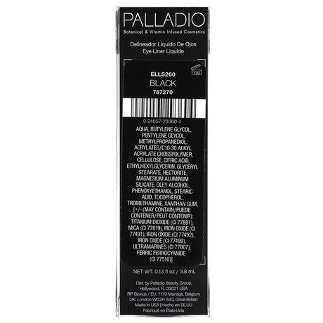 Palladio, Liquid Eyeliner, Black ELLS260, 0.13 fl oz (3.8 ml) - Supply Center USA