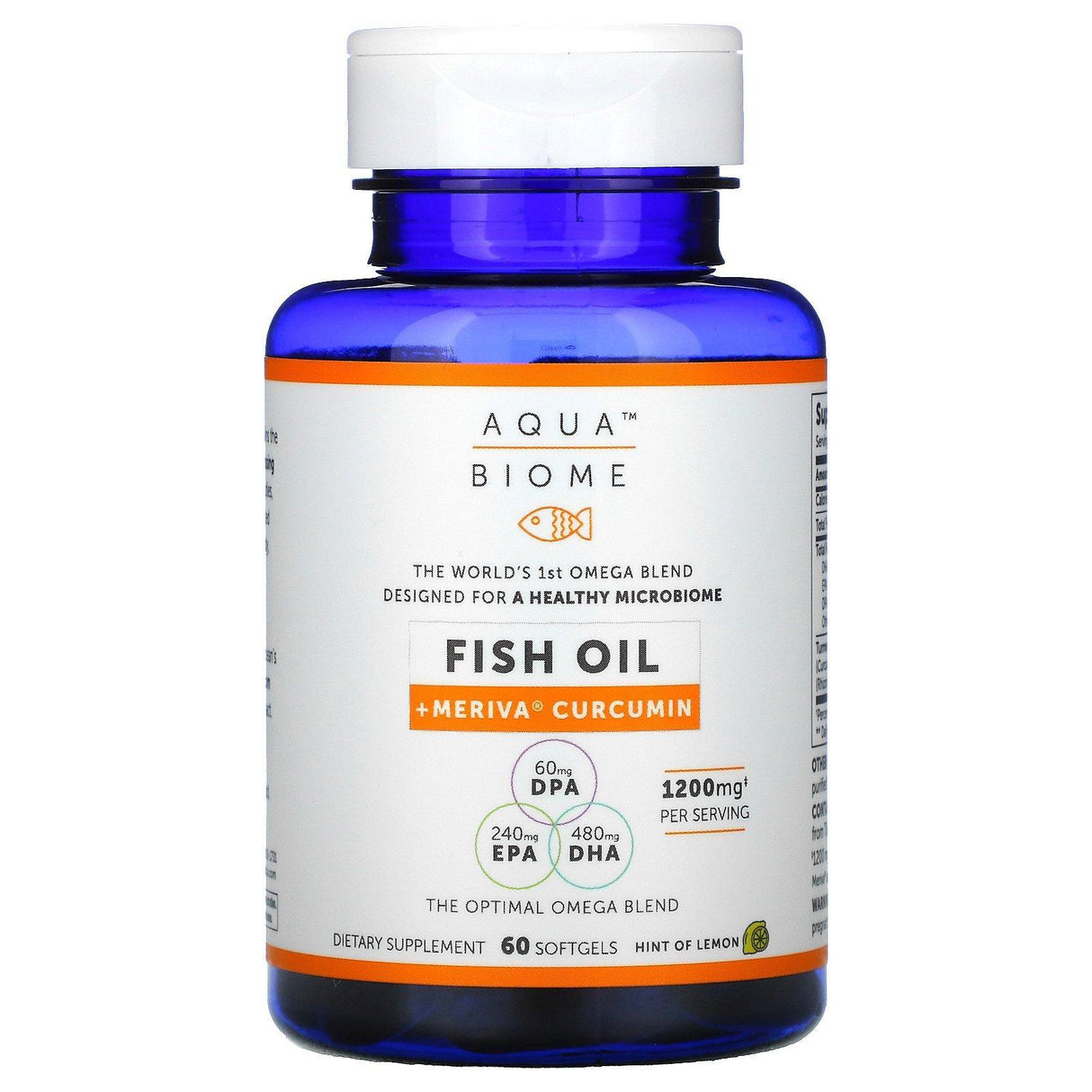 Enzymedica, Aqua Biome, Fish Oil + Meriva Curcumin, Lemon , 600 mg, 60 Softgels - Supply Center USA