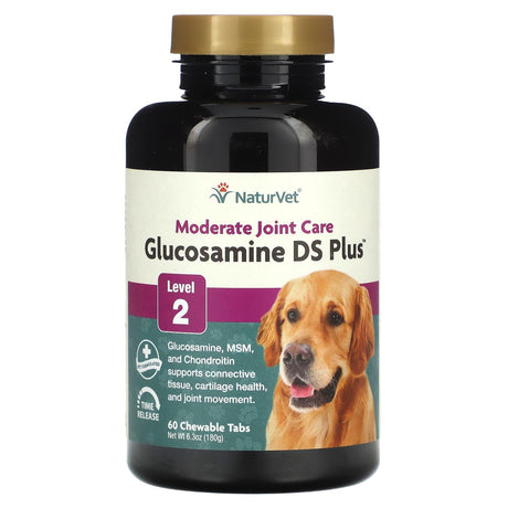 NaturVet, Glucosamine DS Plus, Moderate Joint Care, Level 2, For Dogs & Cats, 60 Chewable Tablets, 6.3 oz (180 g) - Supply Center USA