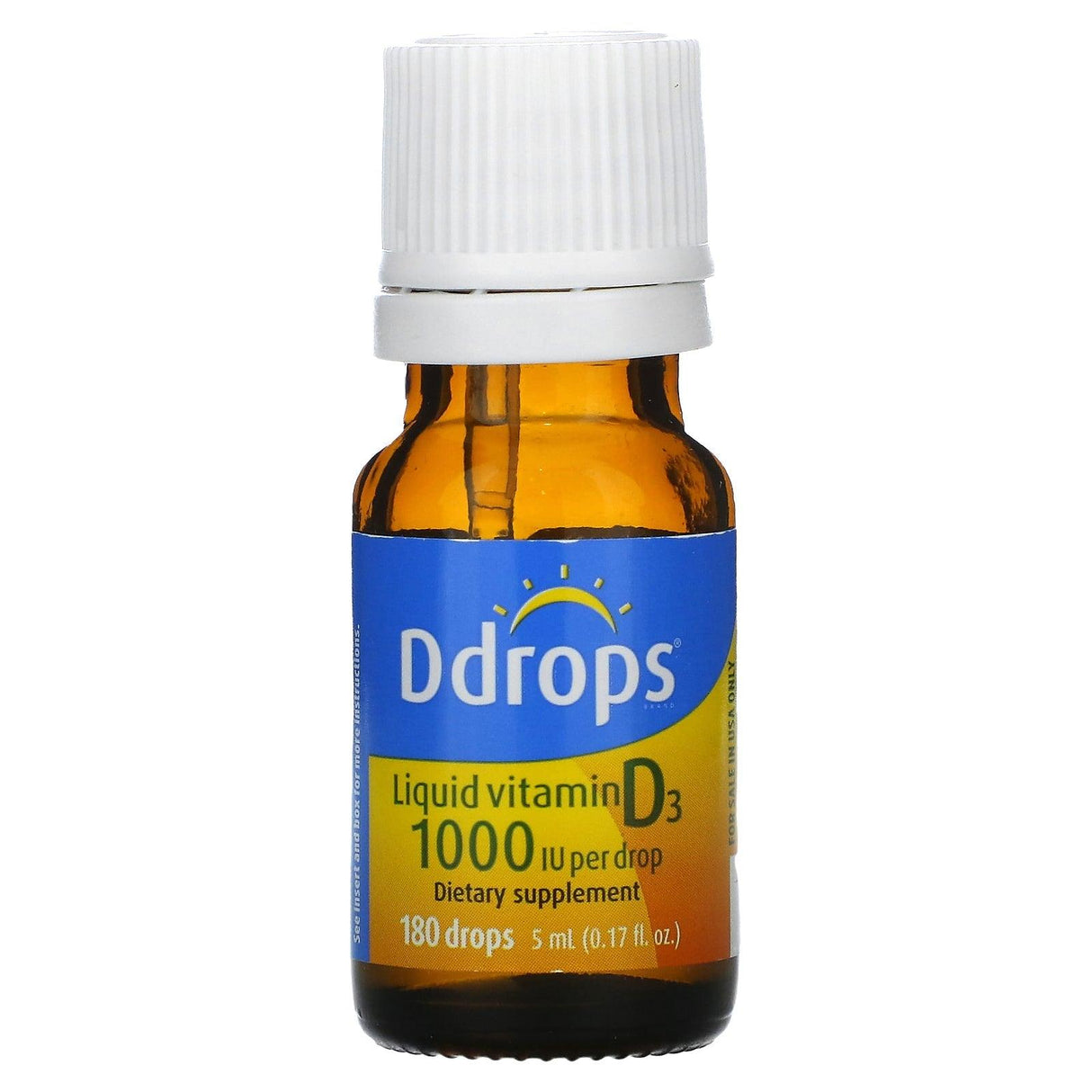 Ddrops, Liquid Vitamin D3, 1000 IU, 0.17 fl oz (5 ml) - Supply Center USA