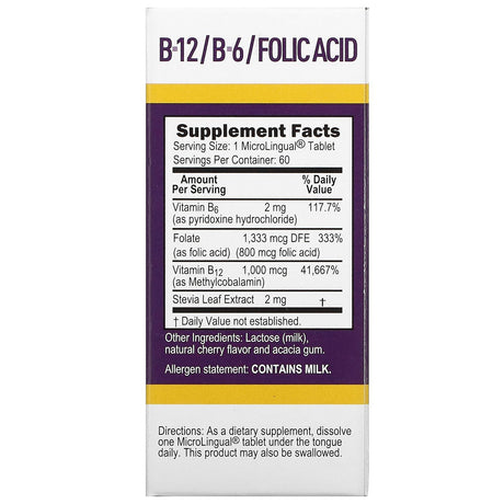 Superior Source, Methylcobalamin B-12, B-6 & Folic, 60 MicroLingual Instant Dissolve Tablets - Supply Center USA